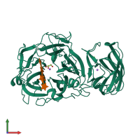 PDB entry 3c7g coloured by chain, front view.