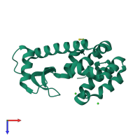 Monomeric assembly 1 of PDB entry 3c7w coloured by chemically distinct molecules, top view.