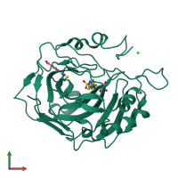 PDB entry 3caj coloured by chain, front view.