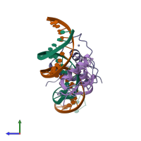 PDB entry 3cbb coloured by chain, side view.