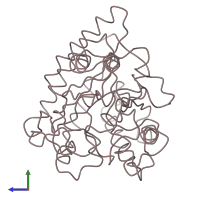 PDB entry 3cbh coloured by chain, side view.