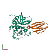 PDB entry 3cbj coloured by chain, front view.