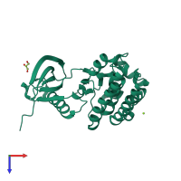 PDB entry 3cc6 coloured by chain, top view.