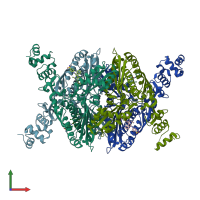 PDB entry 3cda coloured by chain, front view.