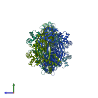 PDB entry 3cda coloured by chain, side view.