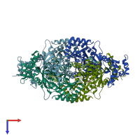 PDB entry 3cda coloured by chain, top view.