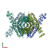 PDB entry 3cdb coloured by chain, front view.