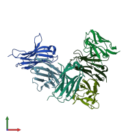 PDB entry 3cdf coloured by chain, front view.