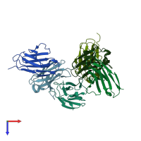 PDB entry 3cdf coloured by chain, top view.