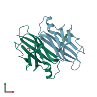 PDB entry 3cfn coloured by chain, front view.