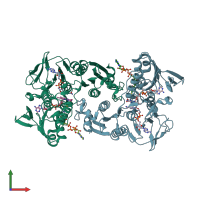 PDB entry 3cgd coloured by chain, front view.