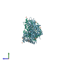 PDB entry 3ch9 coloured by chain, side view.