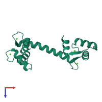 Monomeric assembly 1 of PDB entry 3cln coloured by chemically distinct molecules, top view.