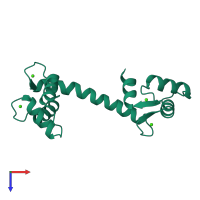 PDB entry 3cln coloured by chain, top view.