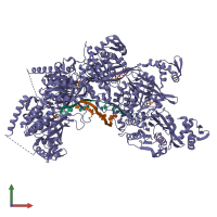 Hetero trimeric assembly 1 of PDB entry 3cmx coloured by chemically distinct molecules, front view.