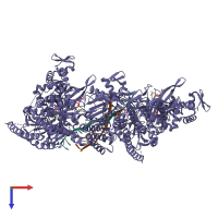 Hetero trimeric assembly 1 of PDB entry 3cmx coloured by chemically distinct molecules, top view.