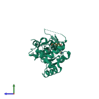 PDB entry 3cno coloured by chain, side view.