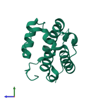 PDB entry 3co1 coloured by chain, side view.