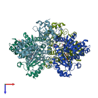 PDB entry 3cog coloured by chain, top view.