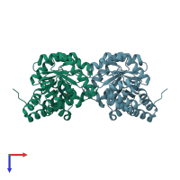 PDB entry 3cpr coloured by chain, top view.