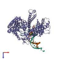 PDB entry 3cq8 coloured by chain, top view.