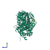 PDB entry 3cr9 coloured by chain, side view.