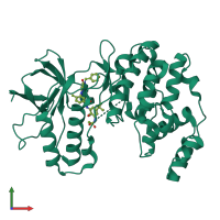 PDB entry 3ctq coloured by chain, front view.