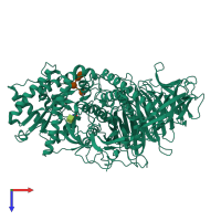 Monomeric assembly 1 of PDB entry 3cv5 coloured by chemically distinct molecules, top view.