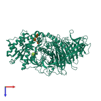 PDB entry 3cv5 coloured by chain, top view.