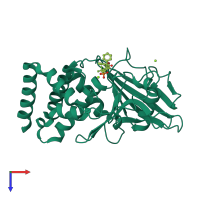 PDB entry 3cwe coloured by chain, top view.