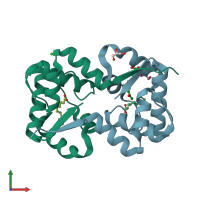 PDB entry 3cyz coloured by chain, front view.