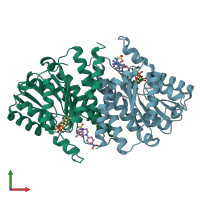 PDB entry 3czr coloured by chain, front view.