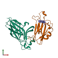 PDB entry 3czu coloured by chain, front view.