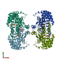 PDB entry 3d5q coloured by chain, front view.