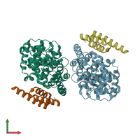 PDB entry 3d5s coloured by chain, front view.