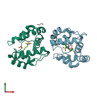 PDB entry 3d78 coloured by chain, front view.