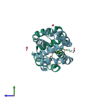 PDB entry 3d78 coloured by chain, side view.