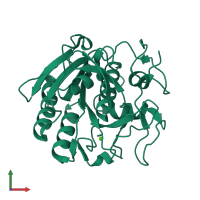 PDB entry 3de5 coloured by chain, front view.