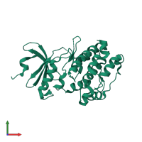 PDB entry 3dfa coloured by chain, front view.