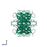 Transthyretin in PDB entry 3dgd, assembly 1, side view.