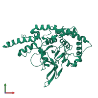 Monomeric assembly 2 of PDB entry 3dkb coloured by chemically distinct molecules, front view.