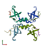 PDB entry 3dm1 coloured by chain, front view.