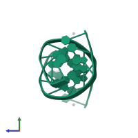 DNA (5'-D(*CP*CP*AP*AP*GP*AP*TP*TP*GP*G)-3') in PDB entry 3dnb, assembly 1, side view.