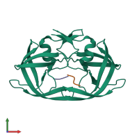 PDB entry 3dox coloured by chain, front view.