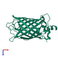 PDB entry 3dqf coloured by chain, top view.