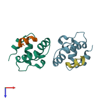 PDB entry 3ds3 coloured by chain, top view.