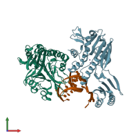 PDB entry 3dsd coloured by chain, front view.