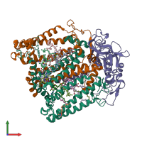 PDB entry 3dtr coloured by chain, front view.