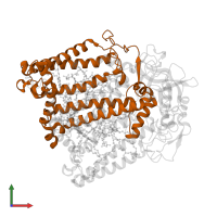 Reaction center protein M chain in PDB entry 3dtr, assembly 1, front view.