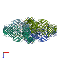 PDB entry 3dyp coloured by chain, top view.